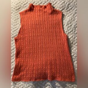Orange Off-the-Shoulder Textured Knit Sweater